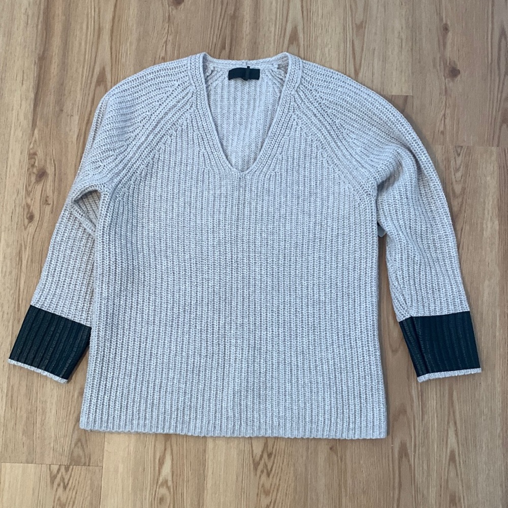 Rag & bone/Jean oversized, coated cuff, v-neck sweater.